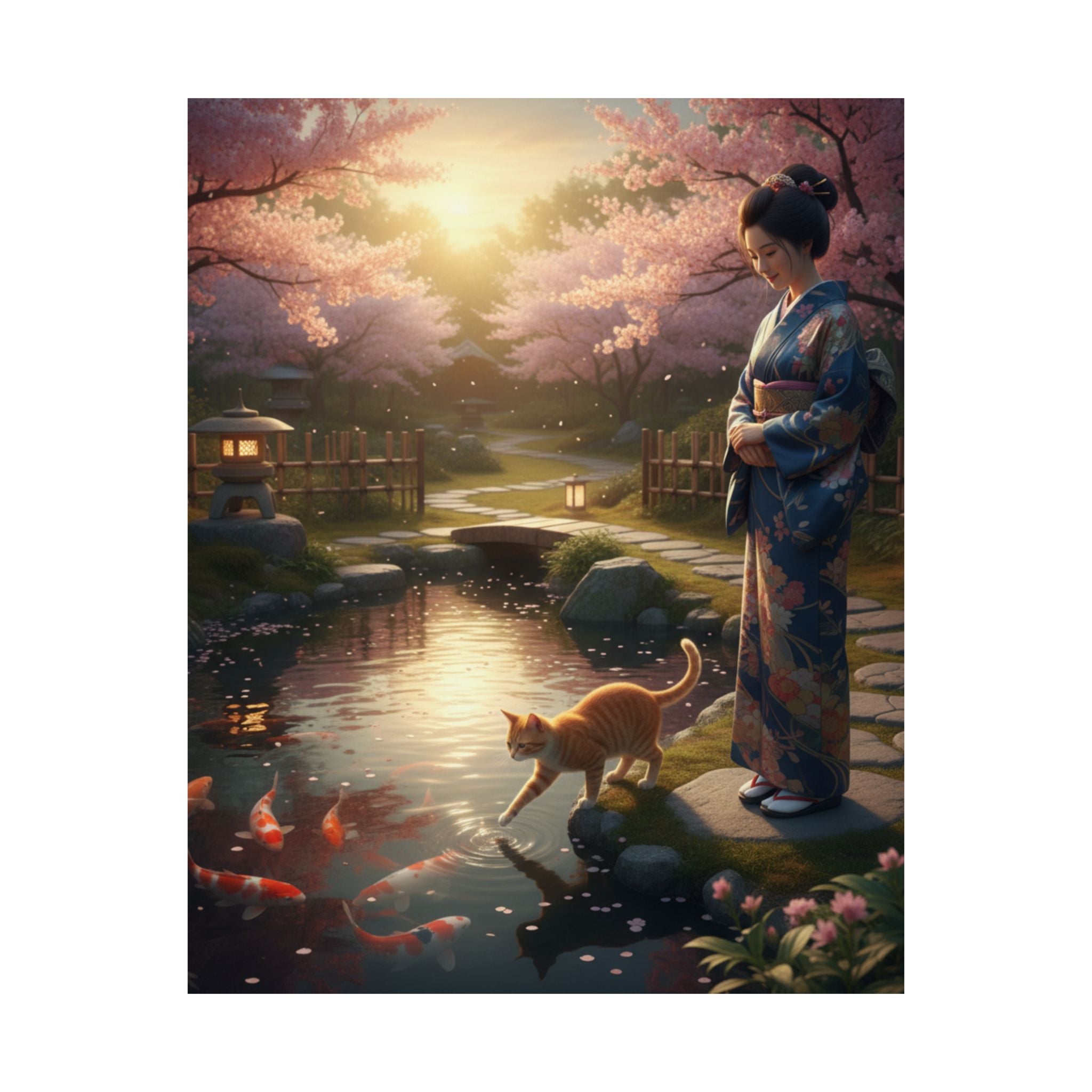 Japanese Garden Kimono Poster