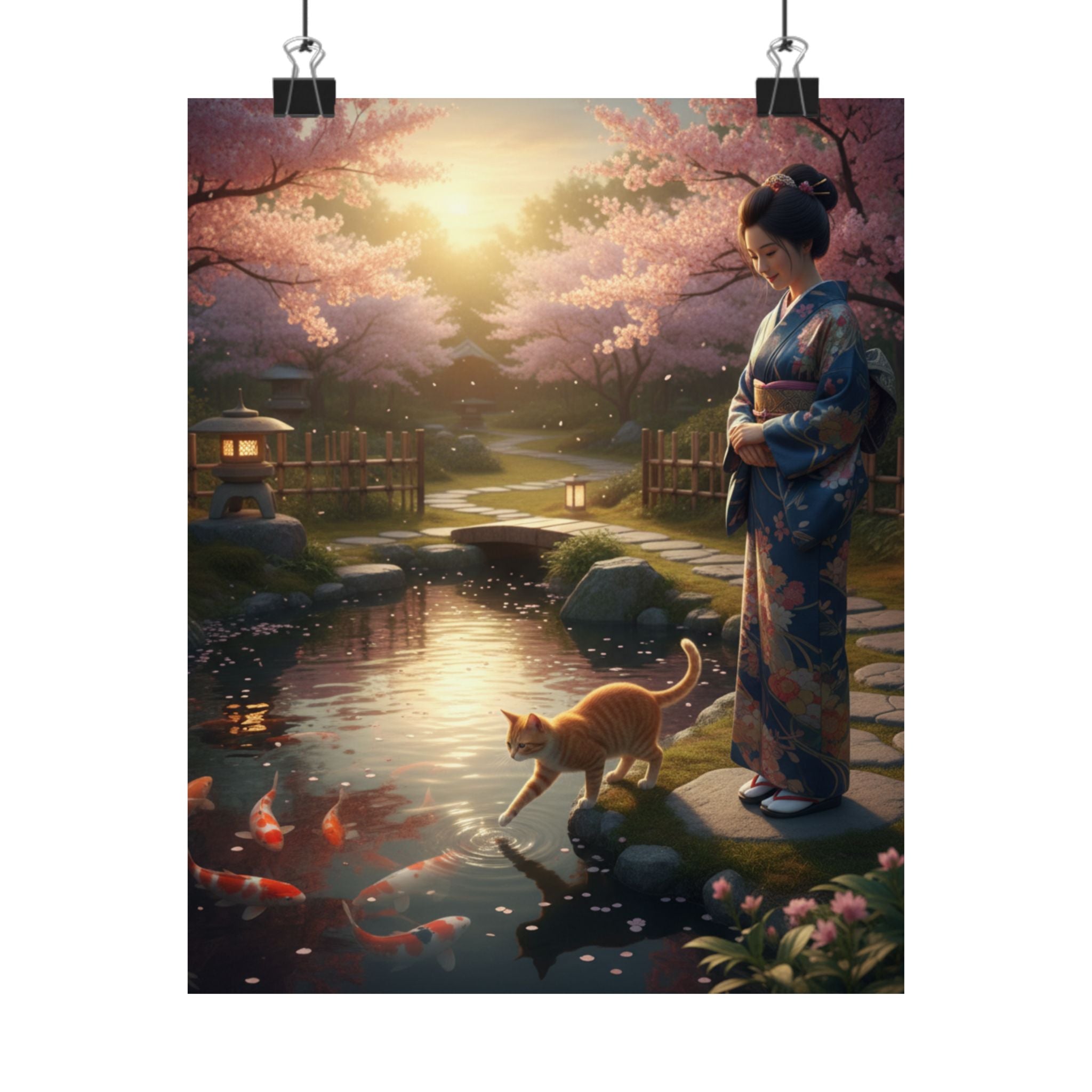 Japanese Garden Kimono Poster