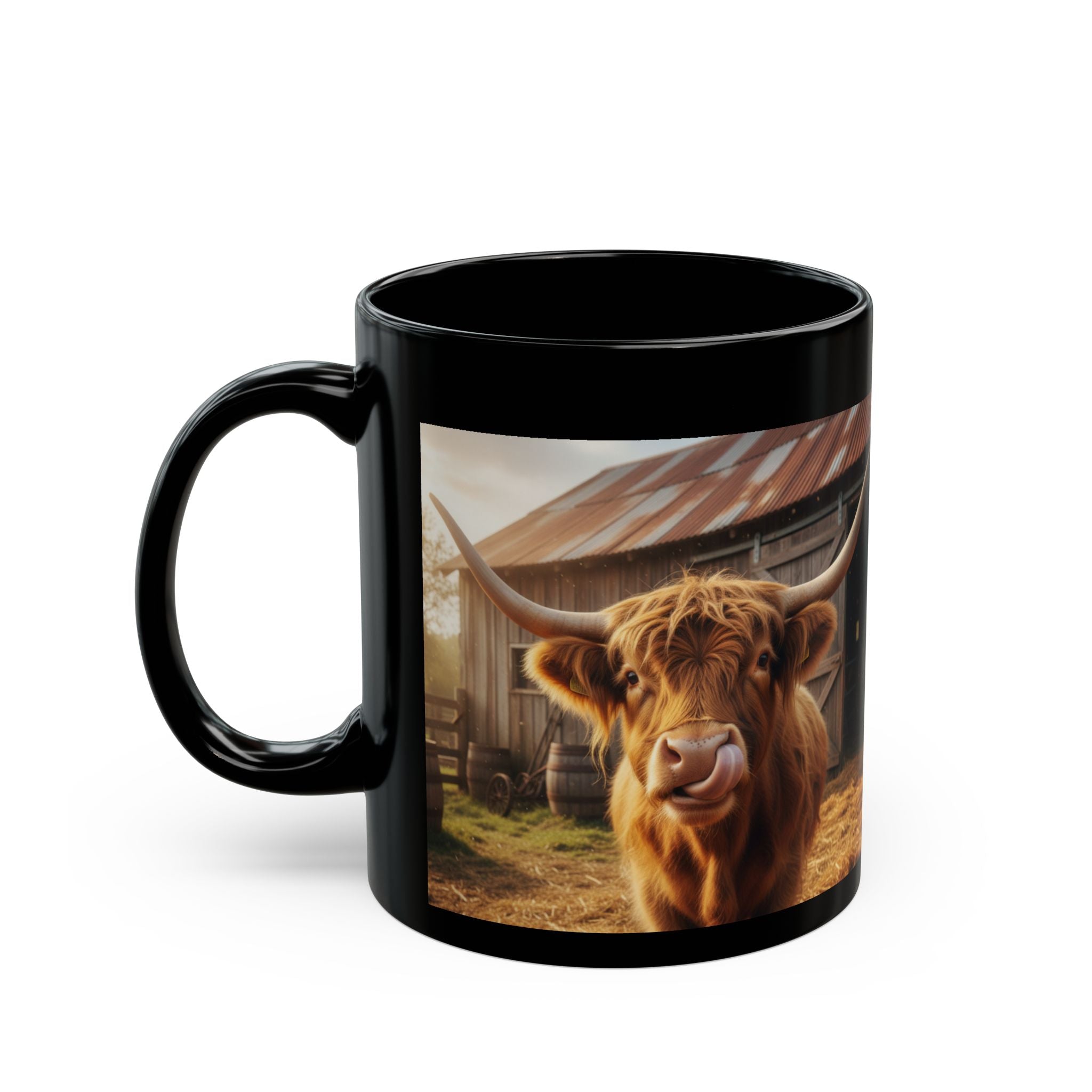 Highland Cow Black Mug