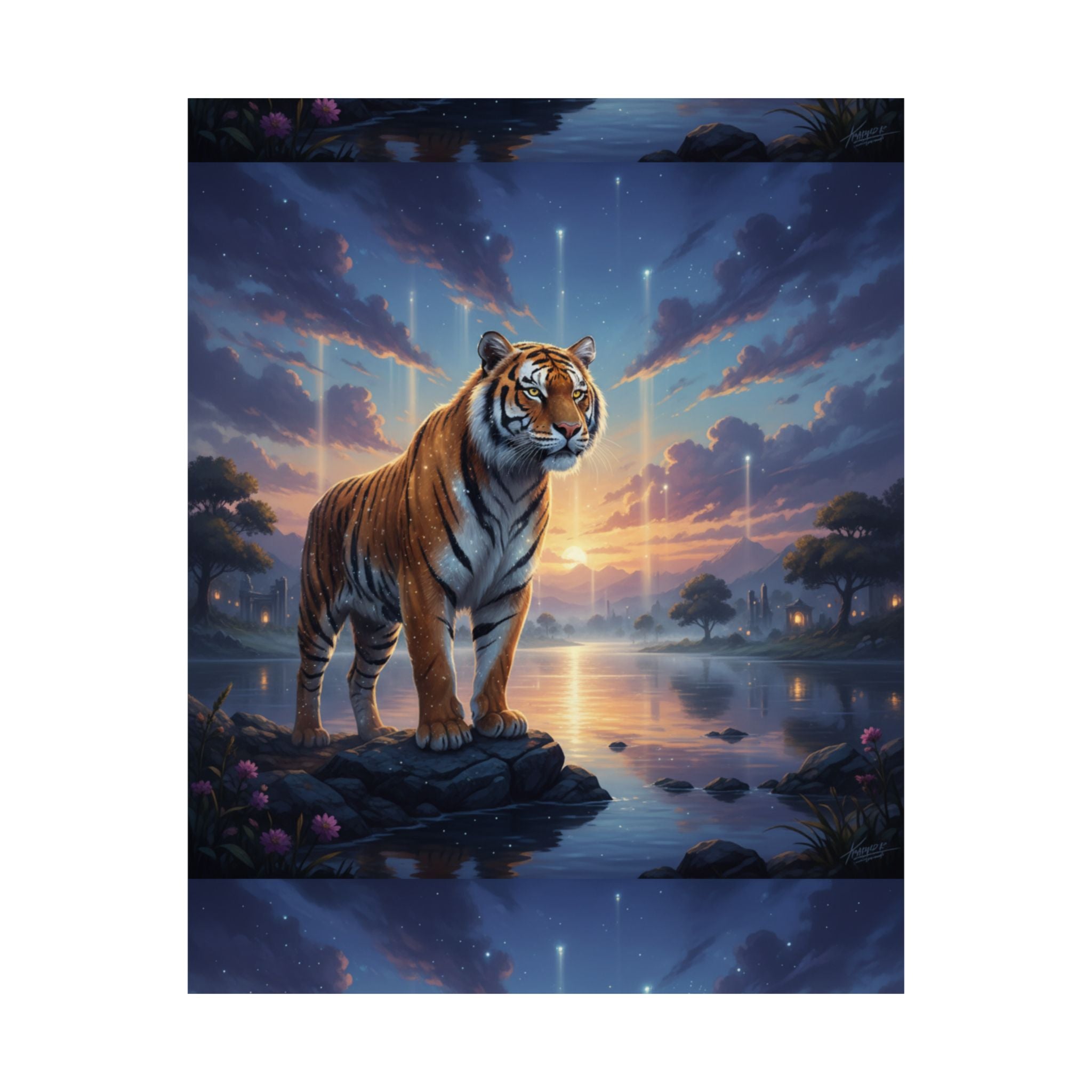 Majestic Tiger Sunset Matte Poster