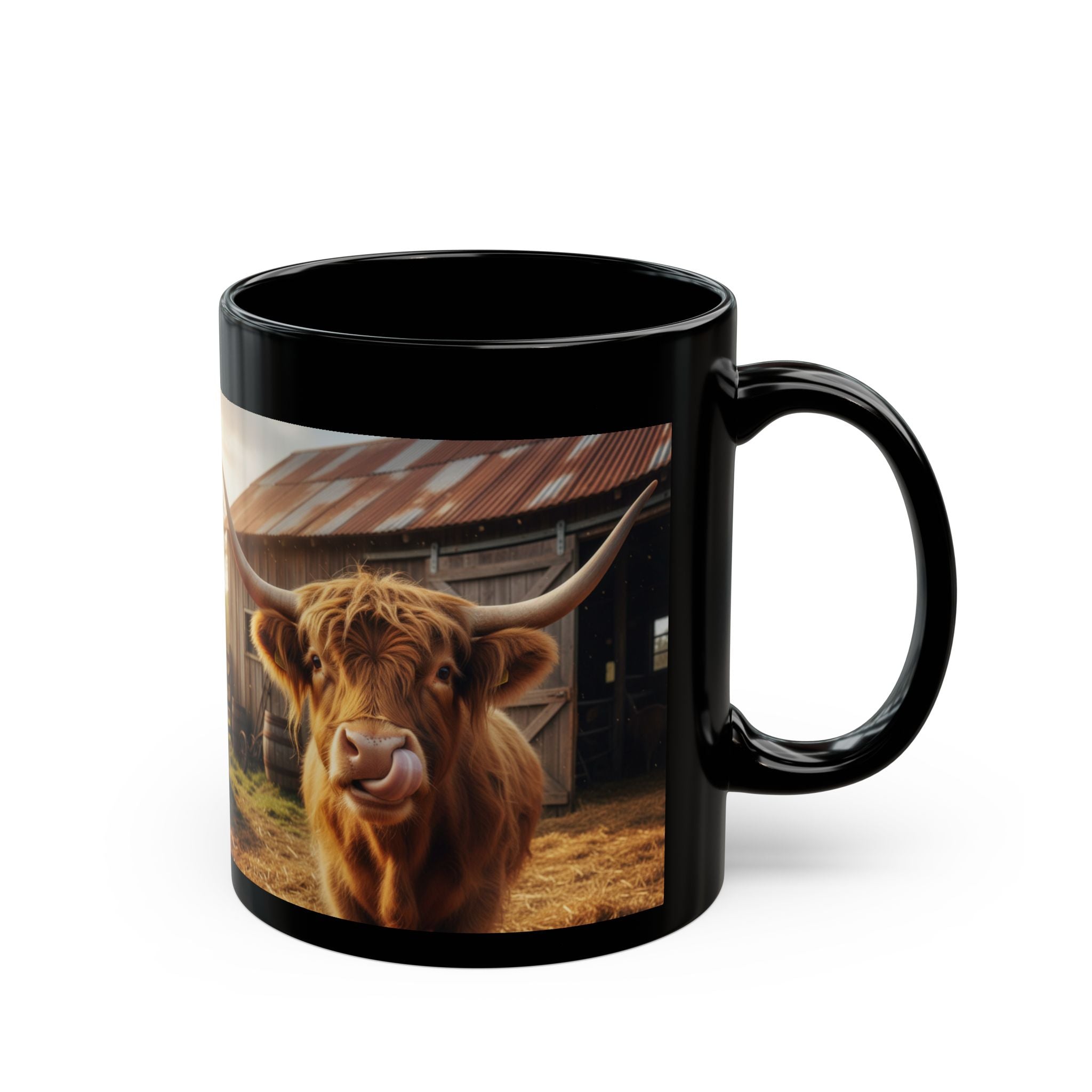 Highland Cow Black Mug